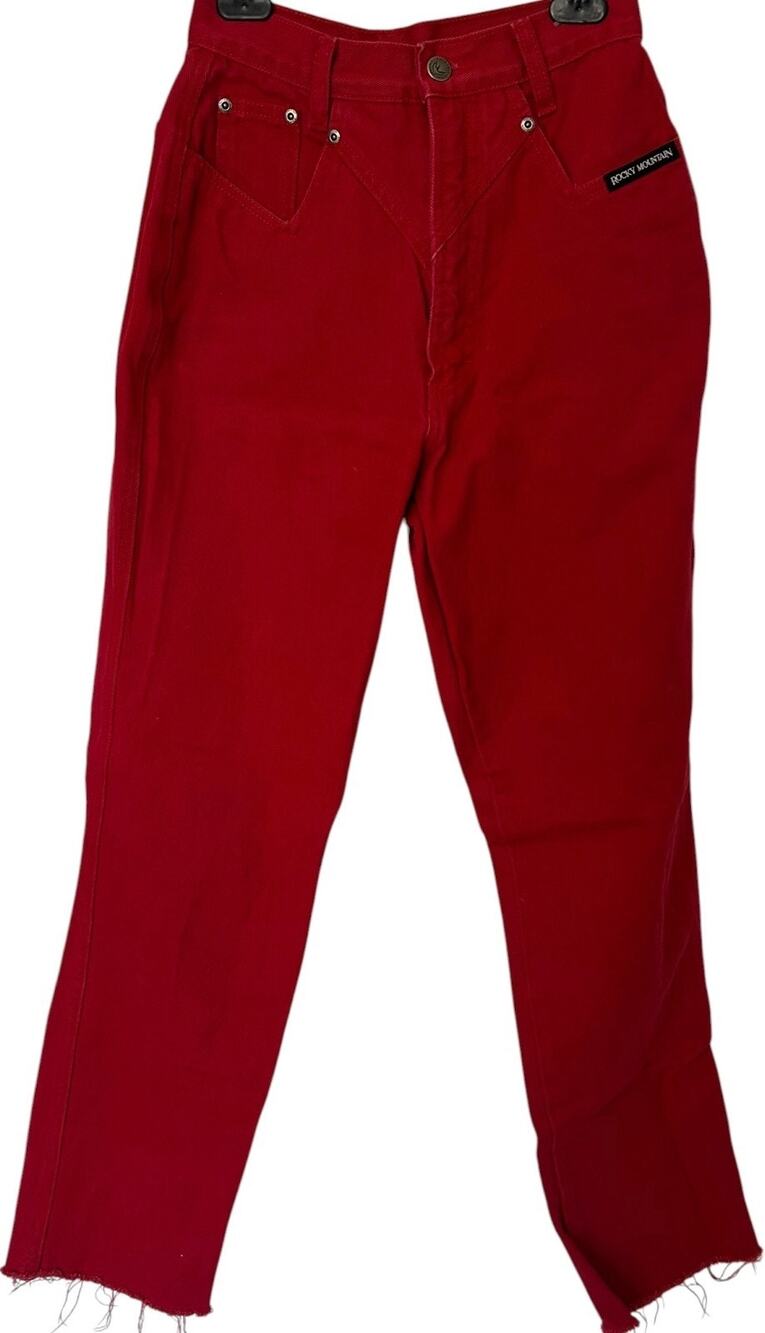 Vintage 90s Rocky Mountain Clothing Jeans Womens 2 Red Cotton Bareback Western